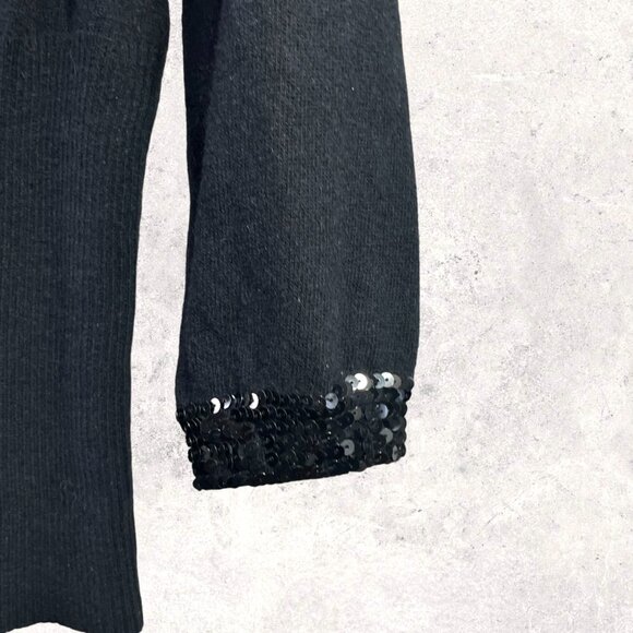 Bisou‎ Bisou Womens Black Sequined V-neck Halter Top Cropped Sweater Set Size XL - Picture 9 of 12